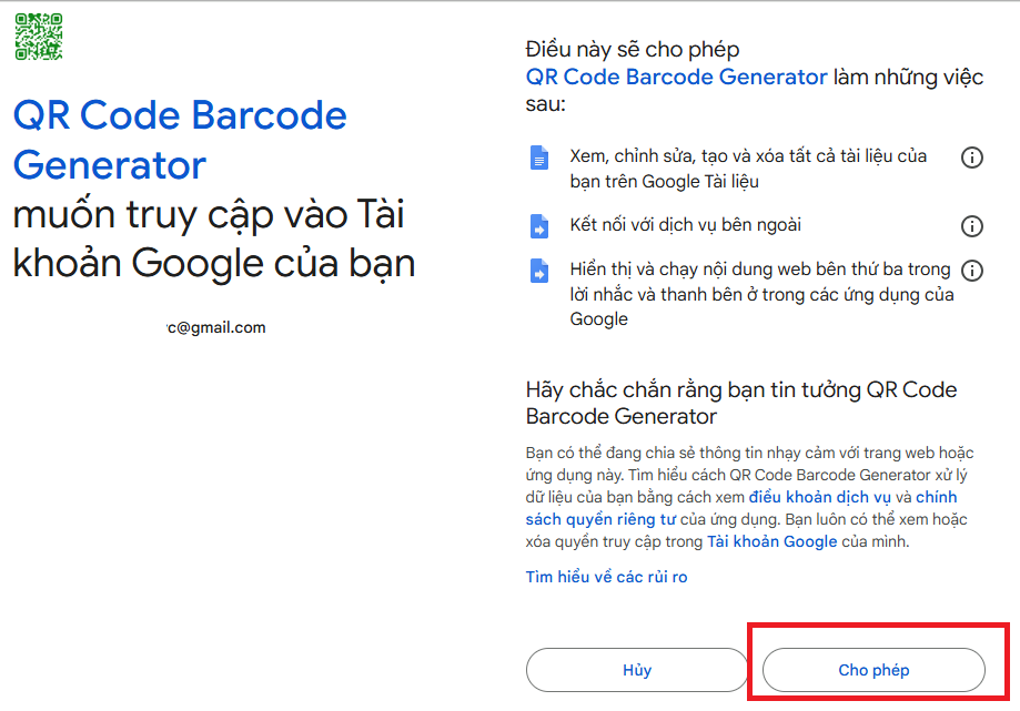 Cách tạo mã QR trên Google Drive bằng Google Docs bước 4